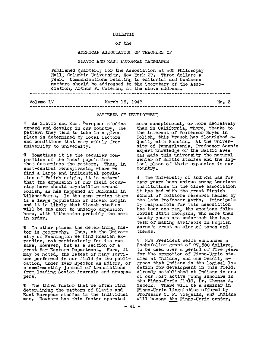 Bulletin of the American Association of Teachers of Slavic and East European Languages